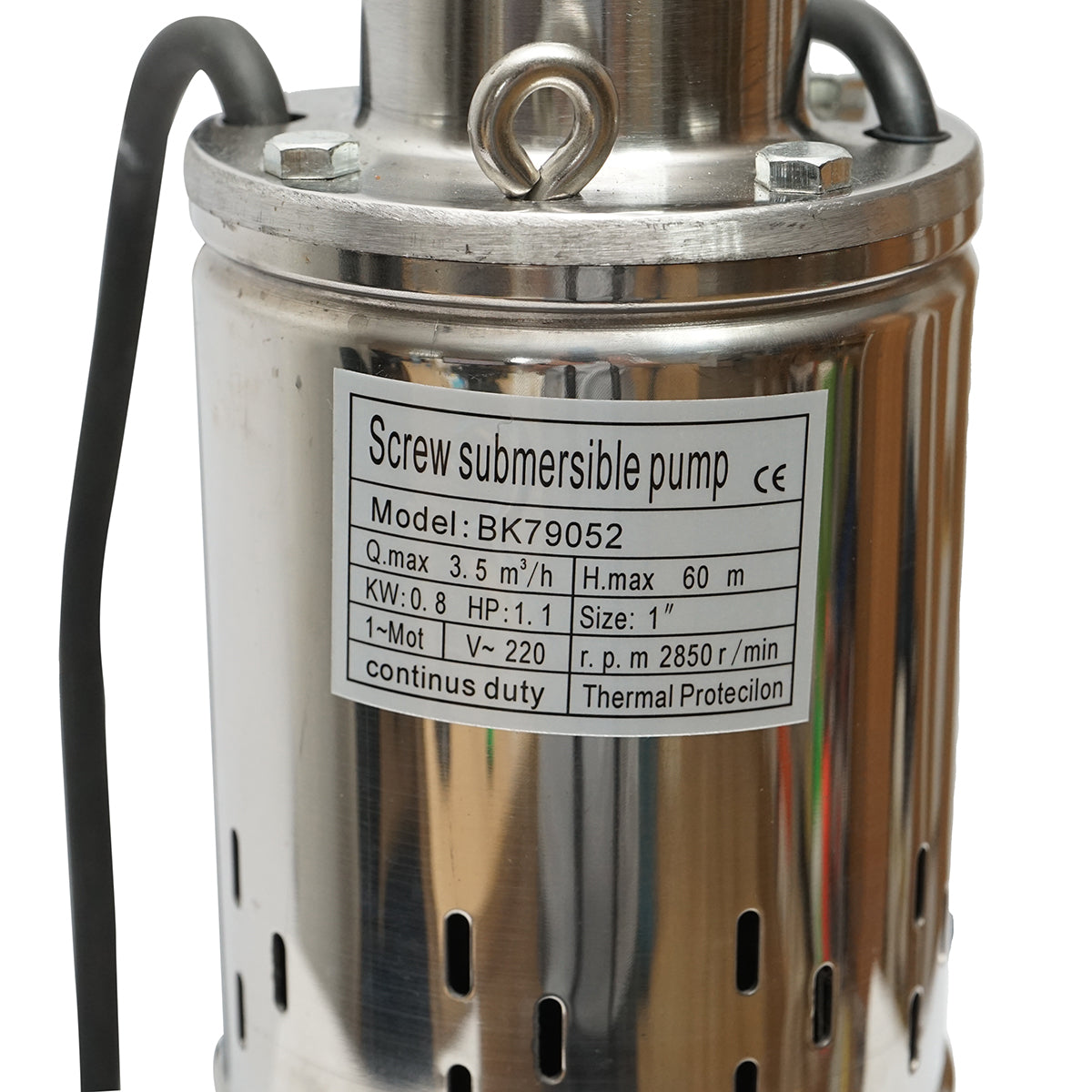 Merülő vízszivattyú úszóval 800W, 58L/min H60m, 220V, 2850 rpm Breckner Germany