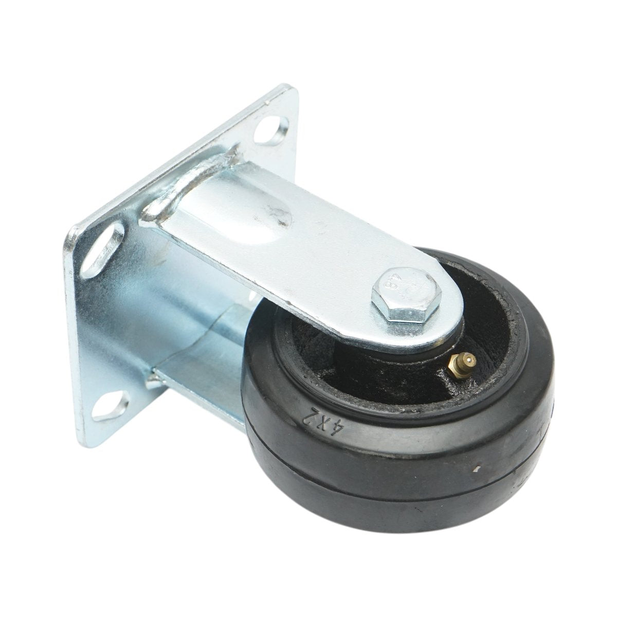 Rögzített ipari kerék 100x50mm fék nélkül, fekete tömör gumi, 115x100mm acéllemez 100kg
