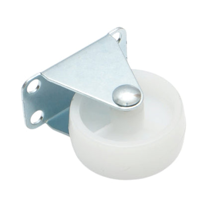 Rögzített kerék 40x17mm fék nélkül, fehér polipropilén, acél lemez 46x24mm 20kg