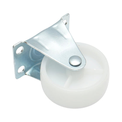 Rögzített kerék 65x23mm fék nélkül, fehér polipropilén, acél lemez 70x44mm 35kg