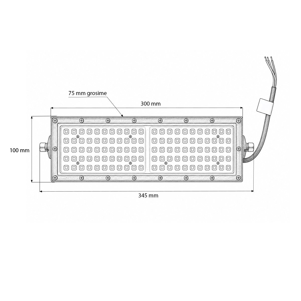 Moduláris LED reflektor 100W, 100-265V, 6500K, 13000lm Flood típus 300x100x75mm IP66 Breckner Germany