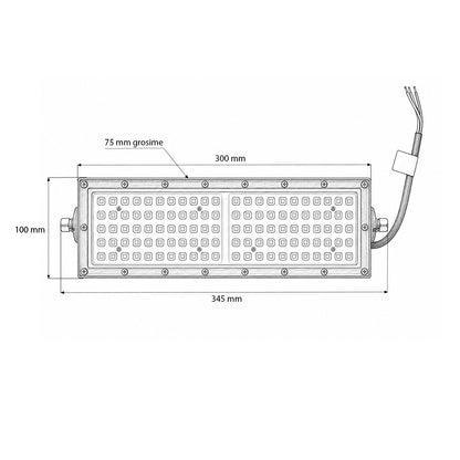 Moduláris LED reflektor 100W, 100-265V, 6500K, 13000lm Flood típus 300x100x75mm IP66 Breckner Germany