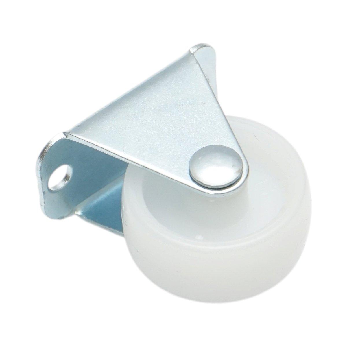 Rögzített kerék 30x14mm fék nélkül, fehér polipropilén, acél lemez 37x19mm 15kg