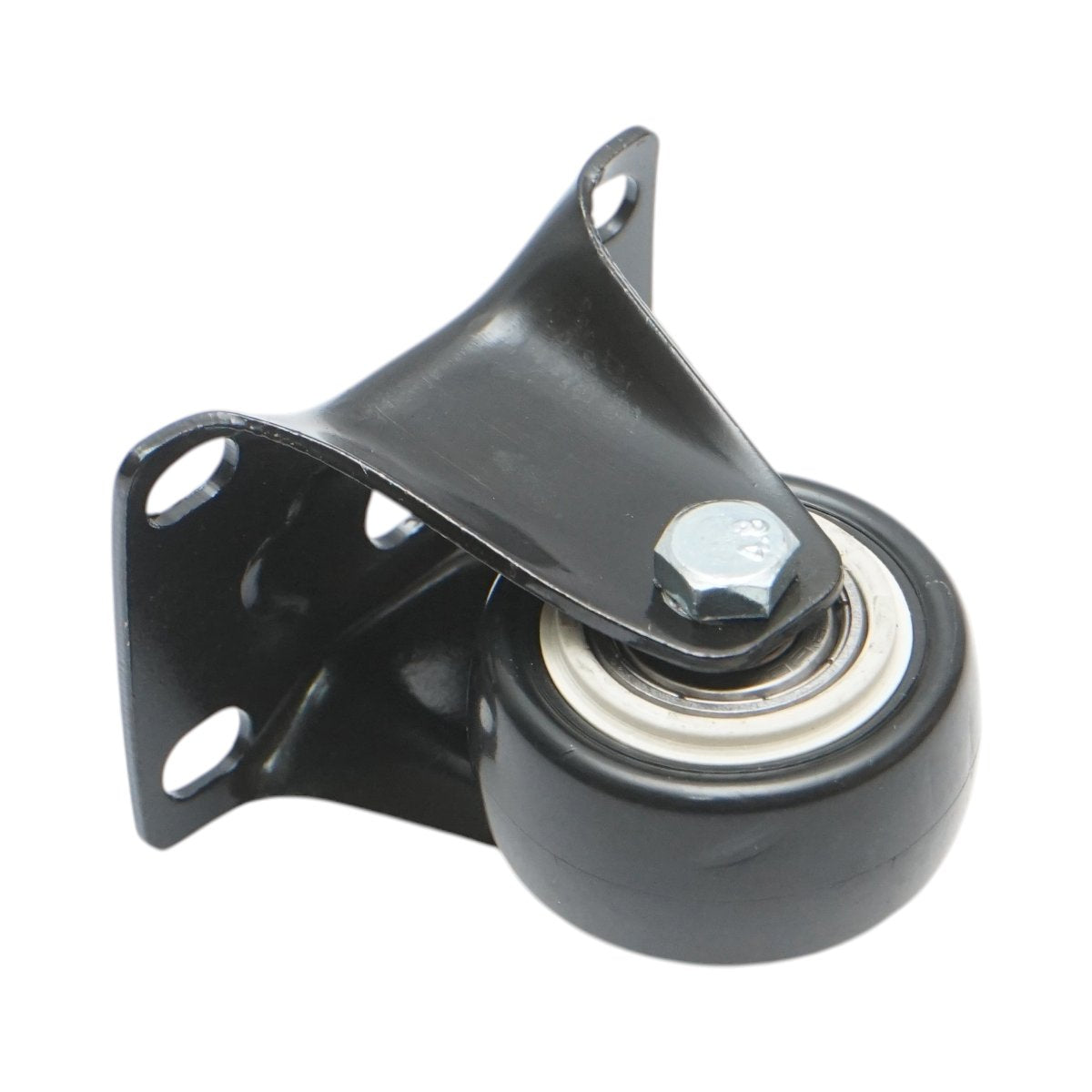Rögzített kerék 42x21mm fék nélkül, fekete PVC, acél lemez 60x43mm 30kg