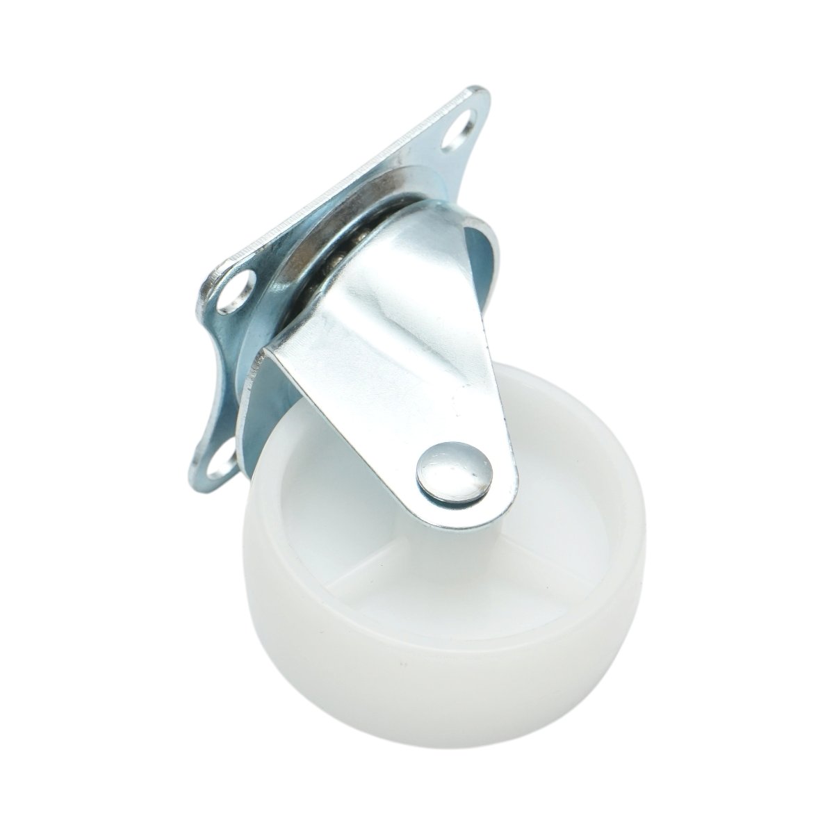 Forgó kerék 65x23mm fék nélkül, fehér polipropilén, acél lemez 70x58mm 35kg