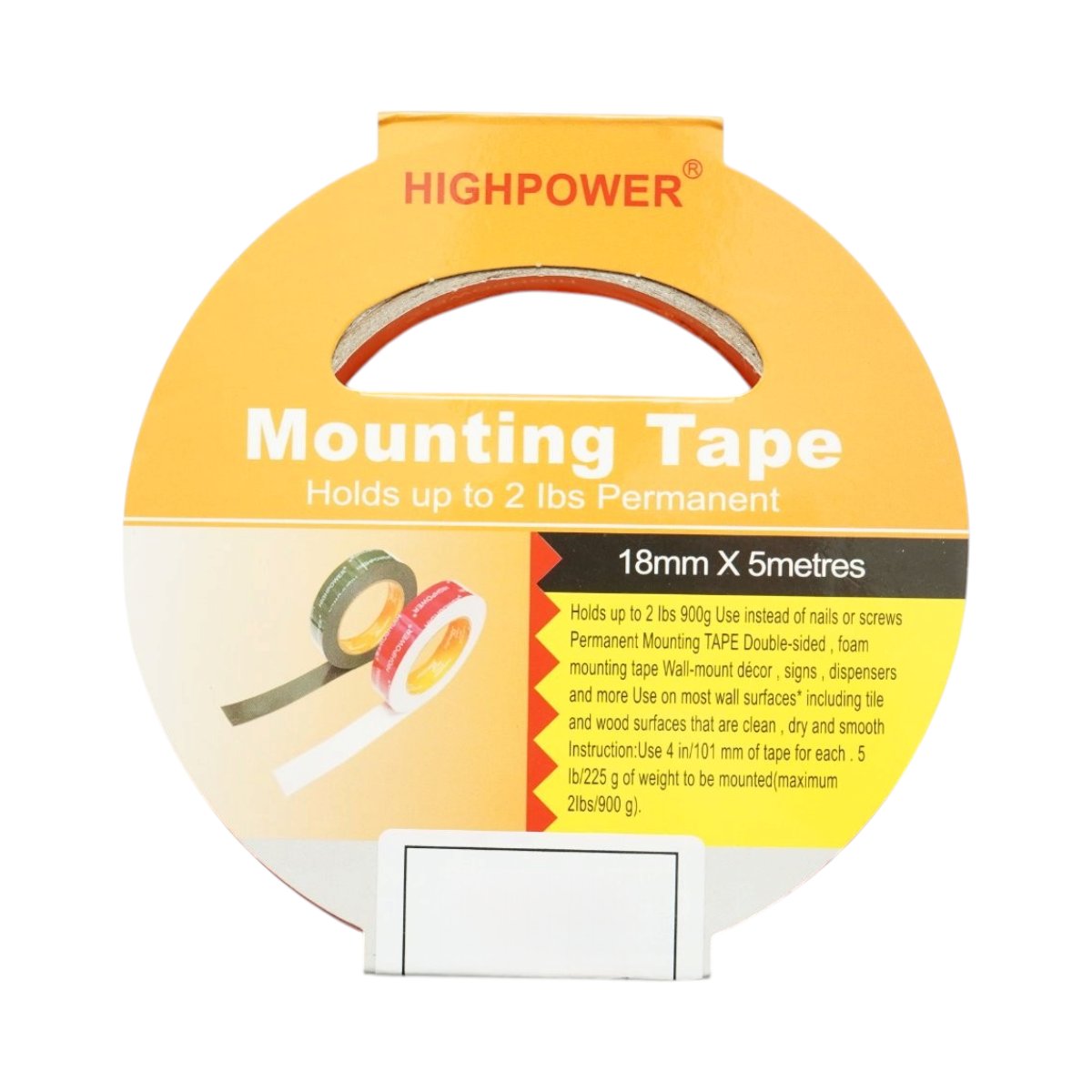 HighPower fehér PE hab dupla ragasztó szalag 18mm x 5m