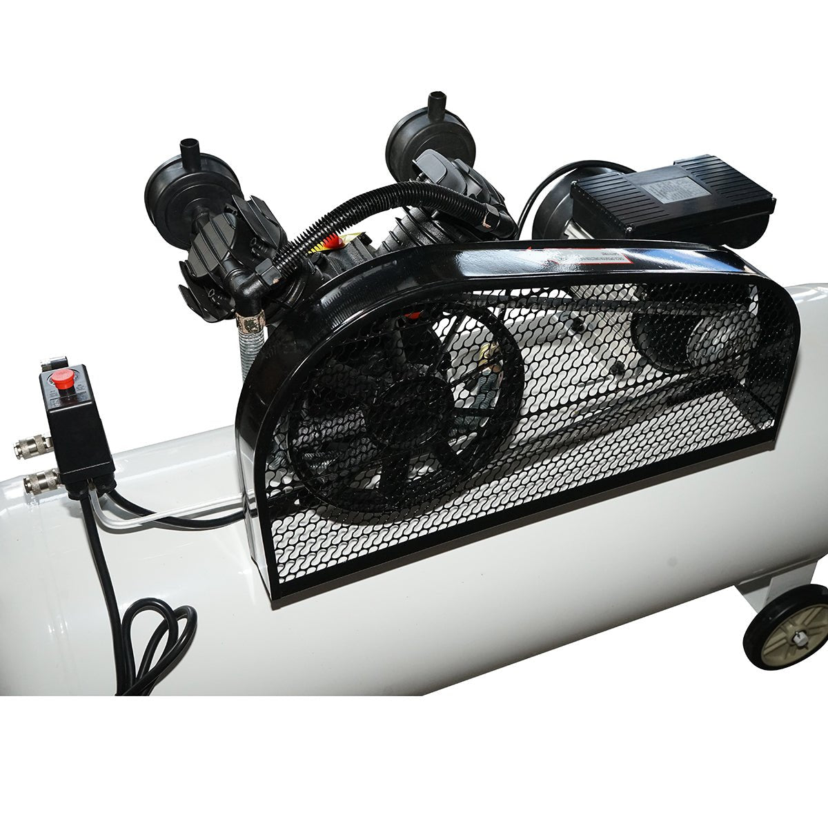 200 literes szíjhajtású légkompresszor, 2,2 kW/3 LE V-twin motor, maximális nyomás 8 bar, levegőbeömlési térfogat 325 l/perc Breckner Germany