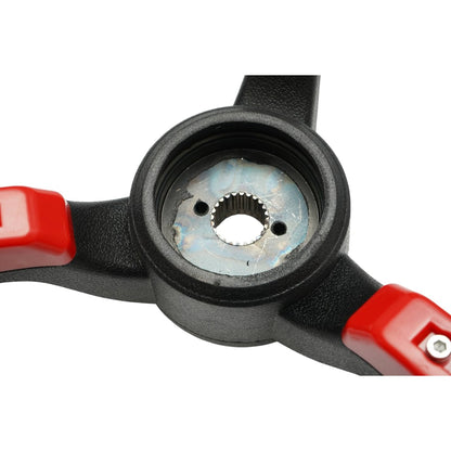 Breckner Germany univerzális traktor kormány 390mm, 25mm rögzítés Z=24, 360 fokos forgó fogantyú, piros-fekete