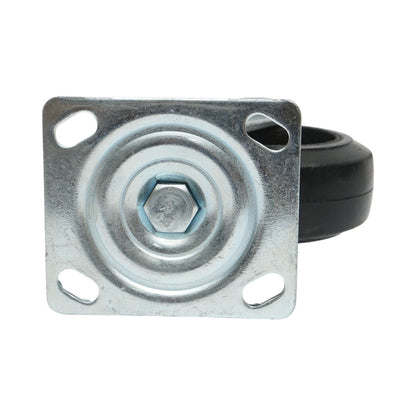 Ipari forgókerék 125x50mm fék nélkül, fekete tömör gumi, acél lemez 115x100mm 130kg