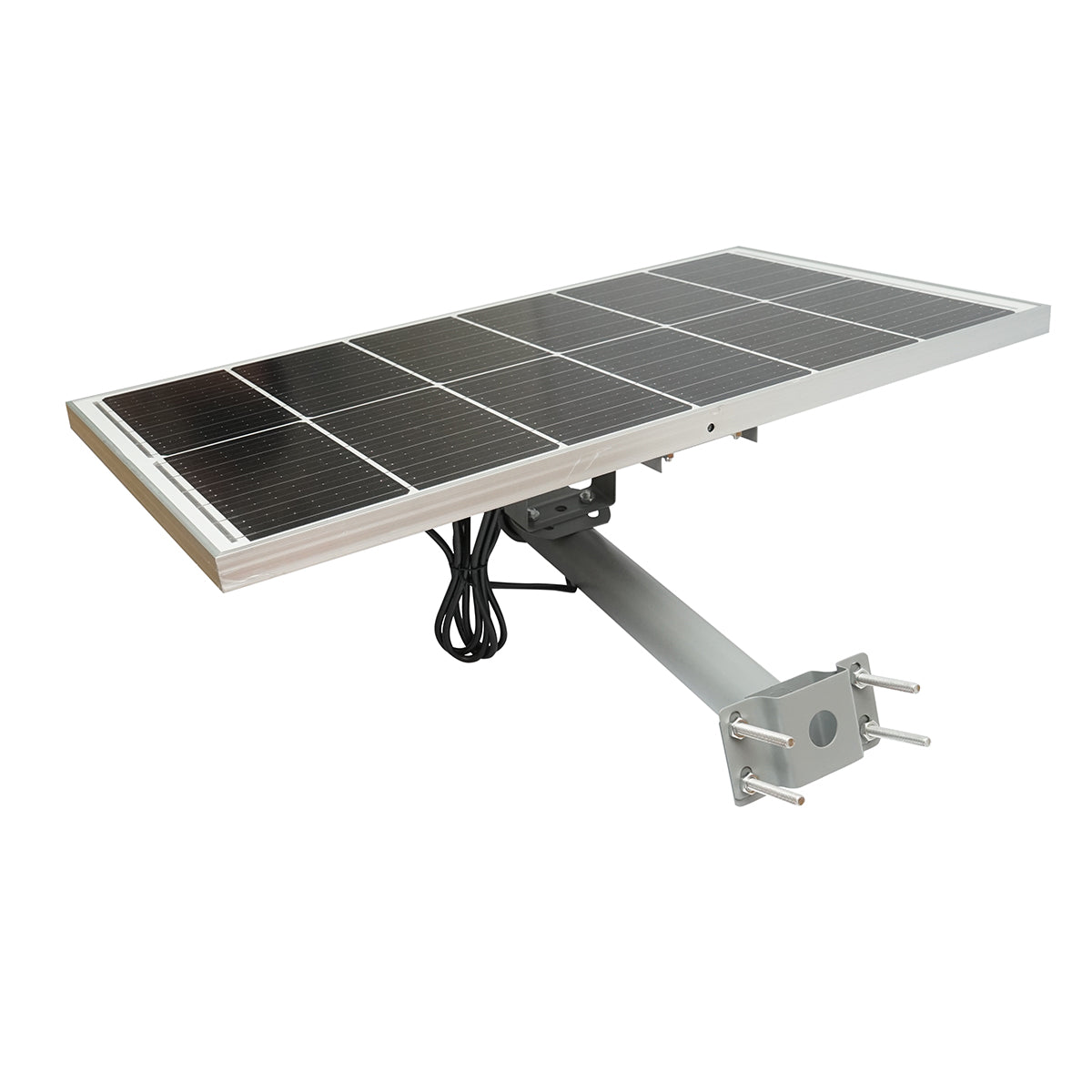 2800LM, 6500K LED utcai lámpa 50W-os napelemmel, 45Ah LiFePO4 akkumulátorral, távirányítóval, IP65 oszlopra szerelhető