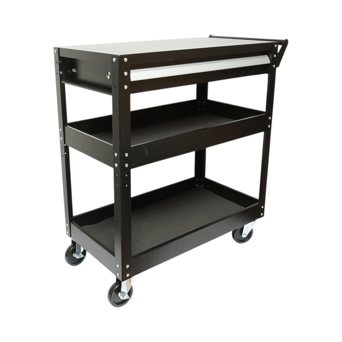 Szerszámkocsi műhelyi fém kerekeken 3 polccal és 1 fiókkal 775x410x895mm Breckner Germany
