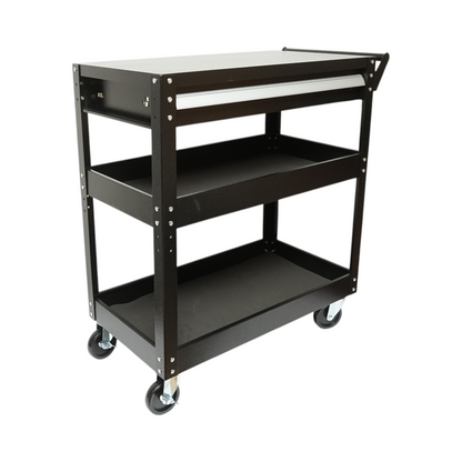 Szerszámkocsi műhelyi fém kerekeken 3 polccal és 1 fiókkal 775x410x895mm Breckner Germany