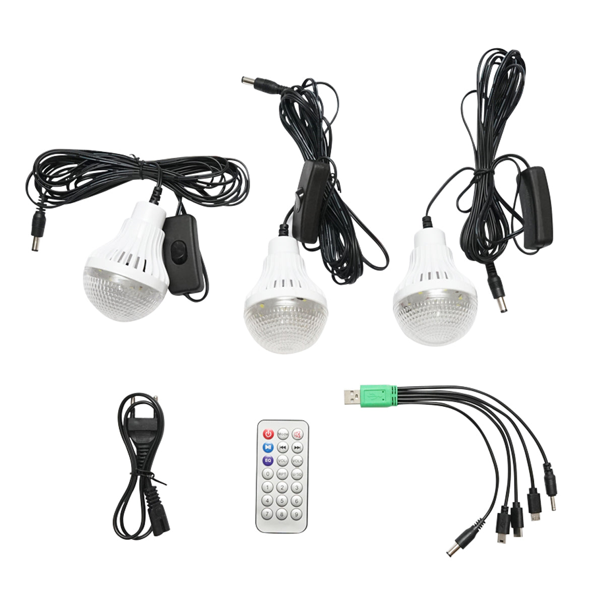 Hordozható LED világító készlet 3 izzóval / kivetítővel, napelemmel, FM rádióval, MP3-mal és 4500 mAhH akkumulátorral halászathoz, kempingezéshez GD-8028COB