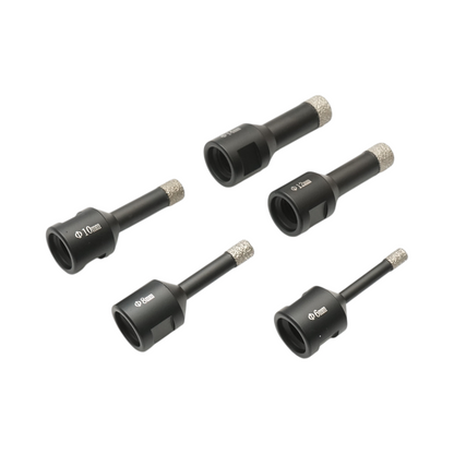 5 darabos gyémántozott fúró készlet 6, 8, 10, 12, 14mm, M14 belső menet kerámia lapokhoz, márványhoz, granithoz Breckner Germany