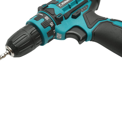 Fúró és csavarhúzó 2 lítium akkumulátorral 12V/1.5Ah, nyomaték 17-19Nm, tokmány 10mm, fordulatszám 0-1350rpm