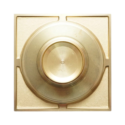 Négyzet alakú padlószifonrács, szatén arany, rozsdamentes acél 100x100mm