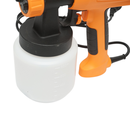 Elektromos festékpisztoly 550W, 220V, 800 ml/min teljesítmény, 800ml alsó tartály, 3 fúvóka tartozék