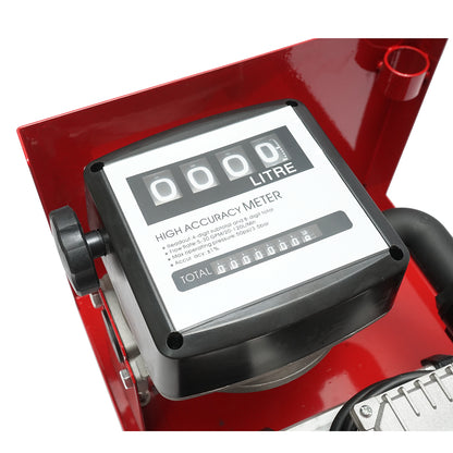 220V 550W-os dízelüzemanyag-szivattyú készlet mérőórával, 1,5m szívótömlővel, 4m átemelőtömlővel és Breckner Germany szórópisztollyal.