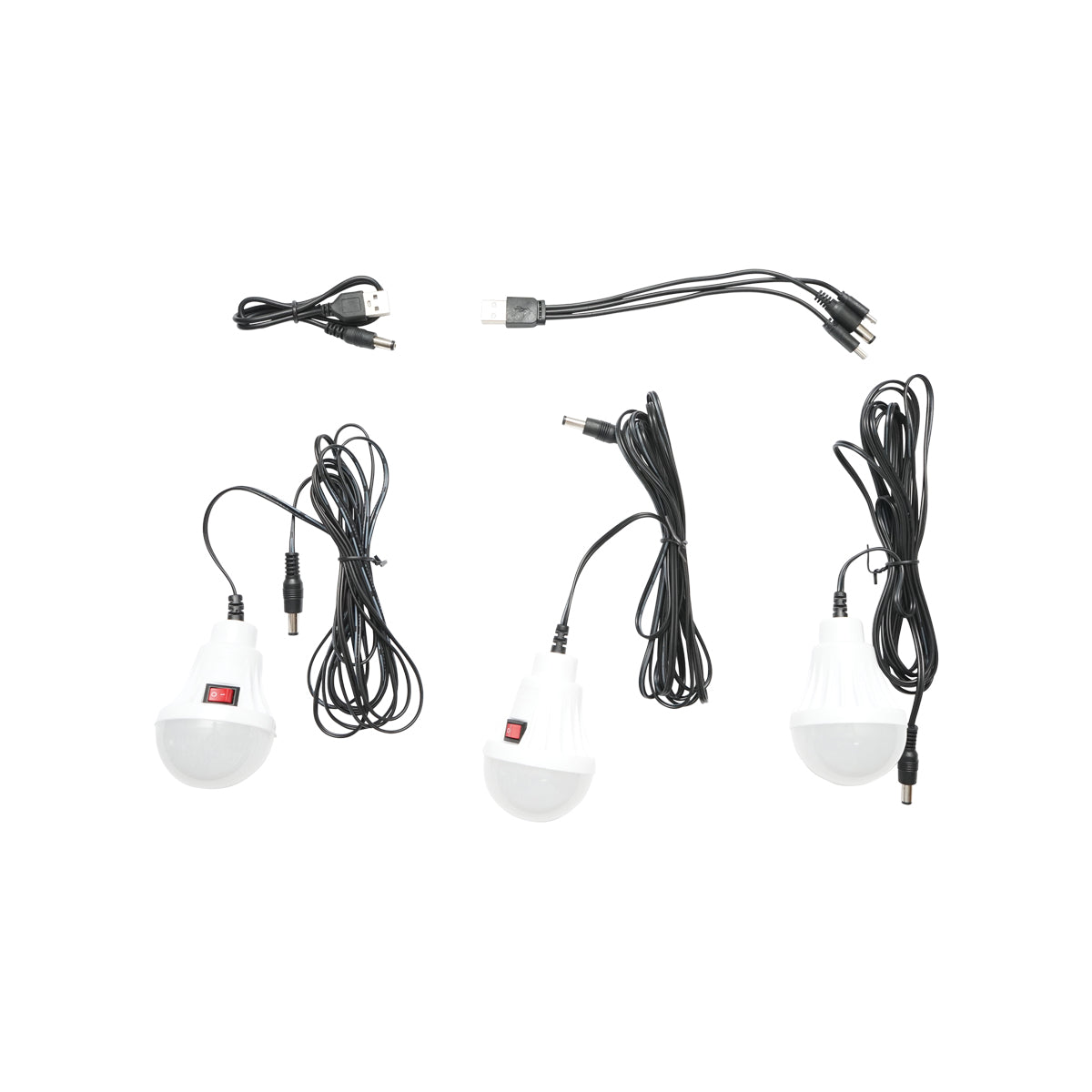 Hordozható LED világító készlet 3 izzóval / projektorral, napelemmel és 3,7V, 5500Ah akkumulátorral a halászathoz, kempingezéshez GD-P30