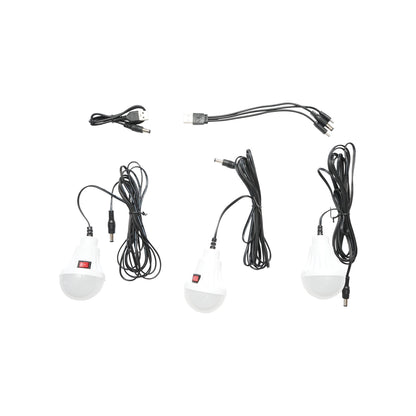 Hordozható LED világító készlet 3 izzóval / projektorral, napelemmel és 3,7V, 5500Ah akkumulátorral a halászathoz, kempingezéshez GD-P30