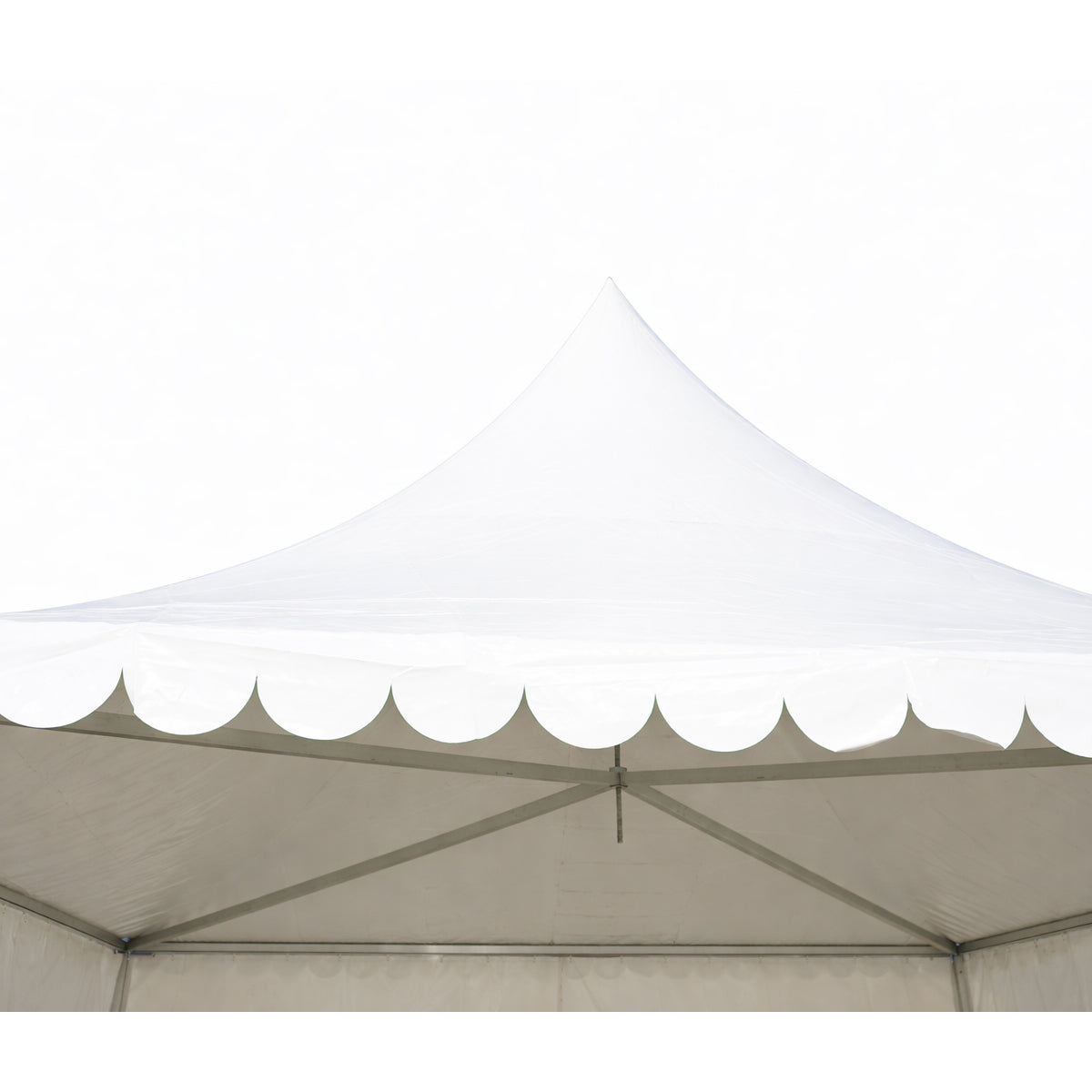 Pagoda típusú rendezvénysátor 6x6m, fehér UV-álló vízhatlan, PVC 950g/m2 tetőzet, alumínium keret 64x64x3mm