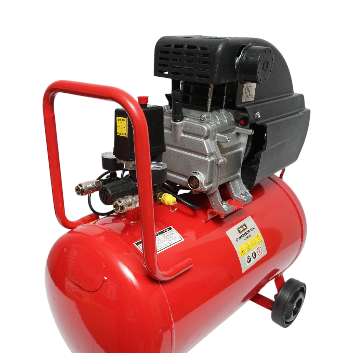 Légkompresszor 50L, motorteljesítmény 1,5KW/2CP, maximális nyomás 8 bar, szívólevegő térfogat 195L THOR