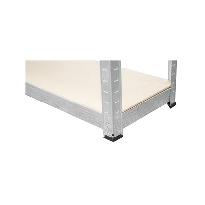 Salgó polc, fém polc, 5 MDF polccal, 180x90x50cm, 175kg/polc, csavarmentes szerelés, horganyzott, horganyzott.