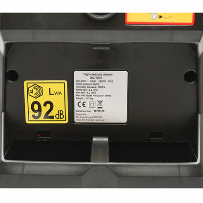 Magasnyomású mosó 1600W, 130 bar, 5,2l/min tömlővel és szórópisztollyal Breckner Germany