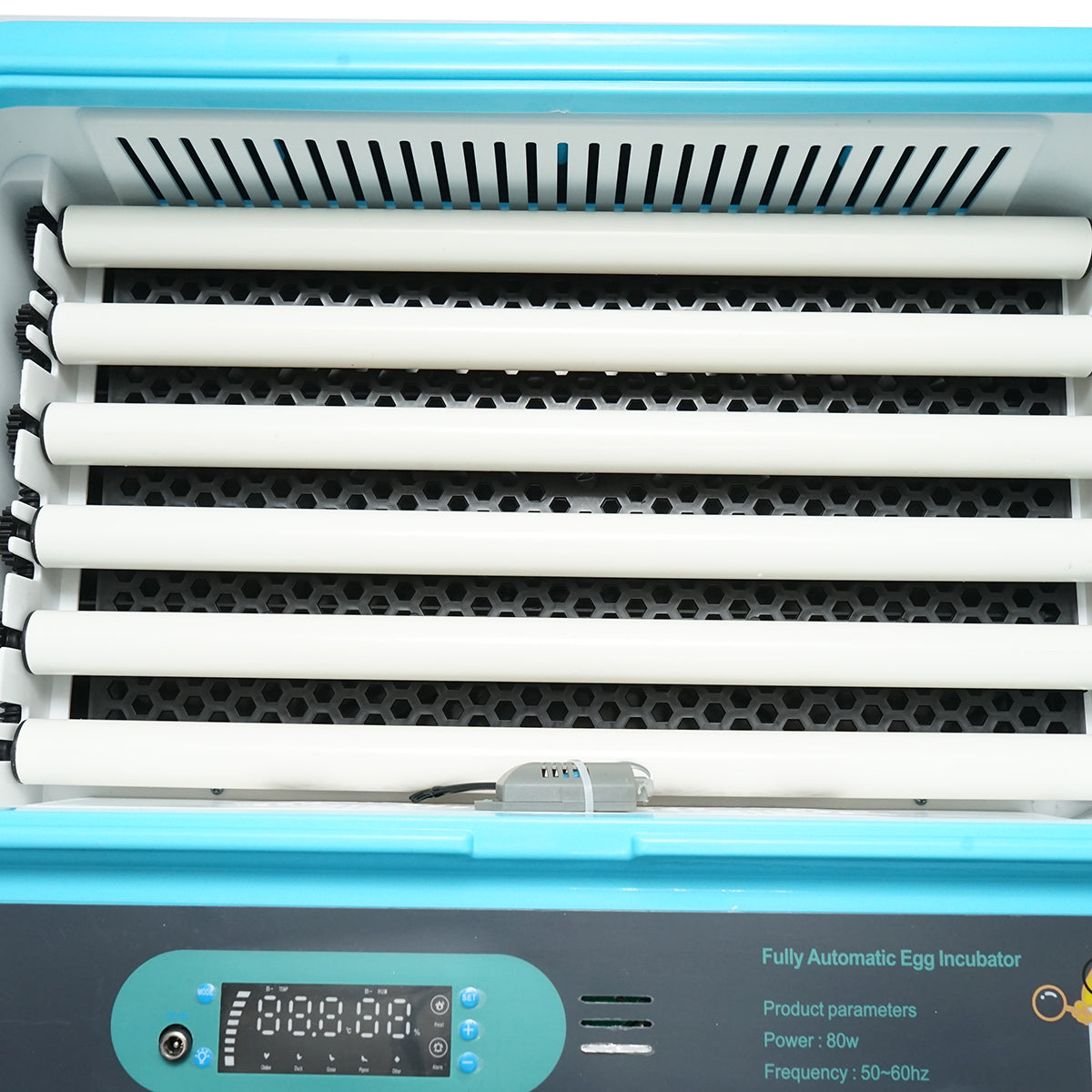 Automata inkubátor 36 tojás 80W, 12V-220V, automatikus forgatás, hőmérséklet, páratartalom szabályozás, digitális kijelző