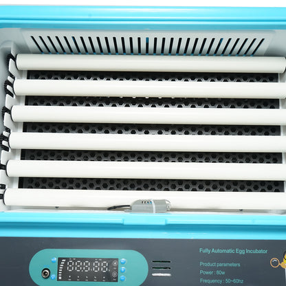 Automata inkubátor 36 tojás 80W, 12V-220V, automatikus forgatás, hőmérséklet, páratartalom szabályozás, digitális kijelző