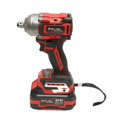 Ütvecsavarozó, légkulcs 1/2 inch 500W, 2 akkumulátor 21V, 4Ah Li-ion, LED, Brushless, 450Nm, 0-1800/2400rpm Breckner Germany
