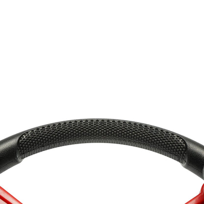 Breckner Germany univerzális traktor kormány 390mm, 25mm rögzítés Z=24, 360 fokos forgó fogantyú, piros-fekete