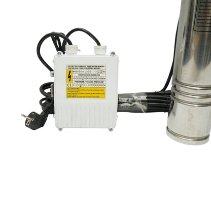 Merülő rozsdamentes acél szivattyú 2.2kW, 220V, D100mm, teljesítmény 6 m3/h, emelési magasság 105m, 15 kerámia turbina, olajhűtés, vezérlőpanel K90QJD2-105/15-2.2 Breckner Germany