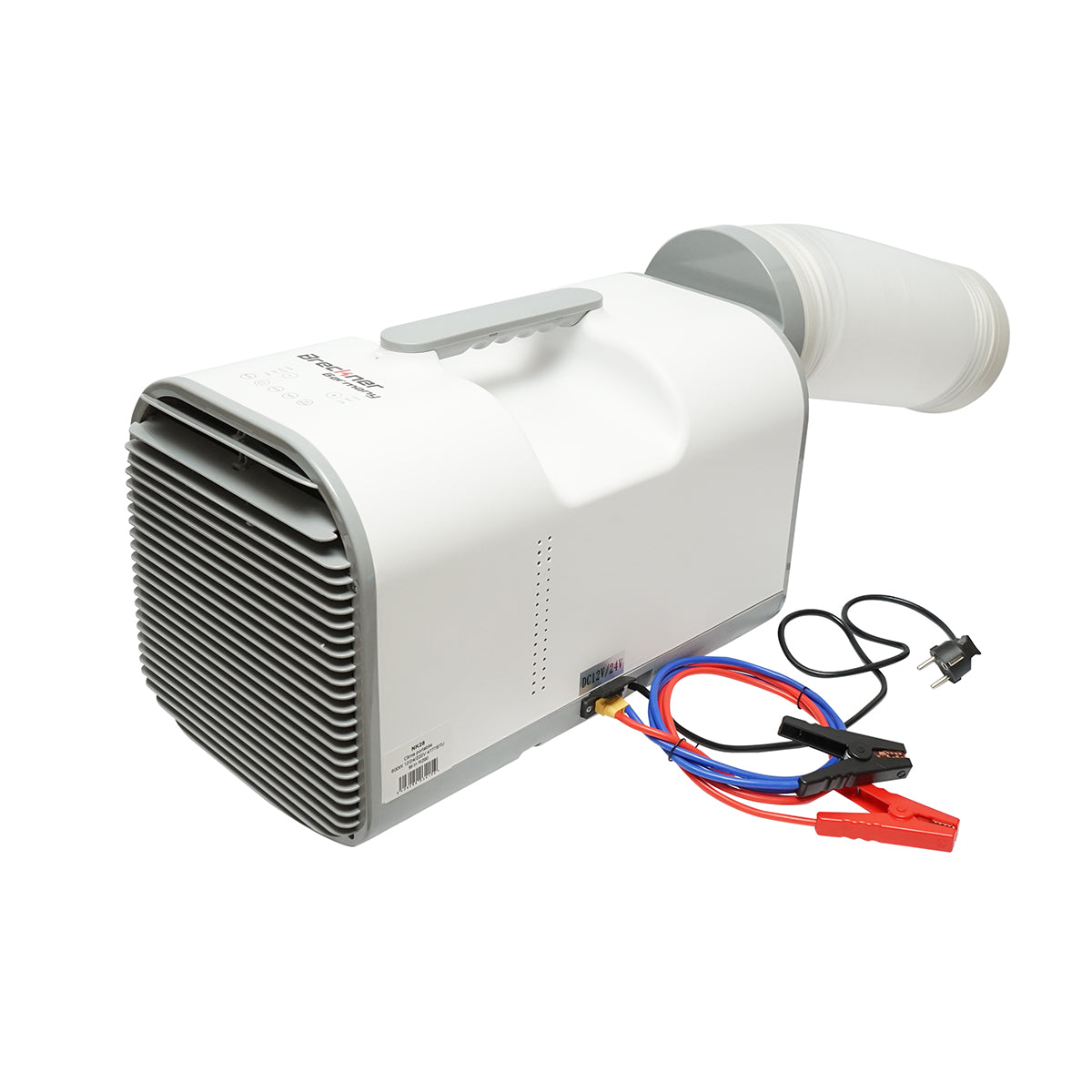 Hordozható légkondicionáló 4777 BTU, 600W, 12V-24V-220V, párátlanító funkcióval, szellőztetéssel, távirányítóval, alvó üzemmóddal, szerelőkészlet tartozék Breckner Germany