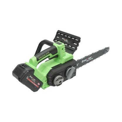 Professzionális elektromos láncfűrész 2 darab 20V, 4Ah Li-ion akkumulátorral, brushless motor, LED digitális kijelző, 12 inch (300mm) lánc Breckner Germany