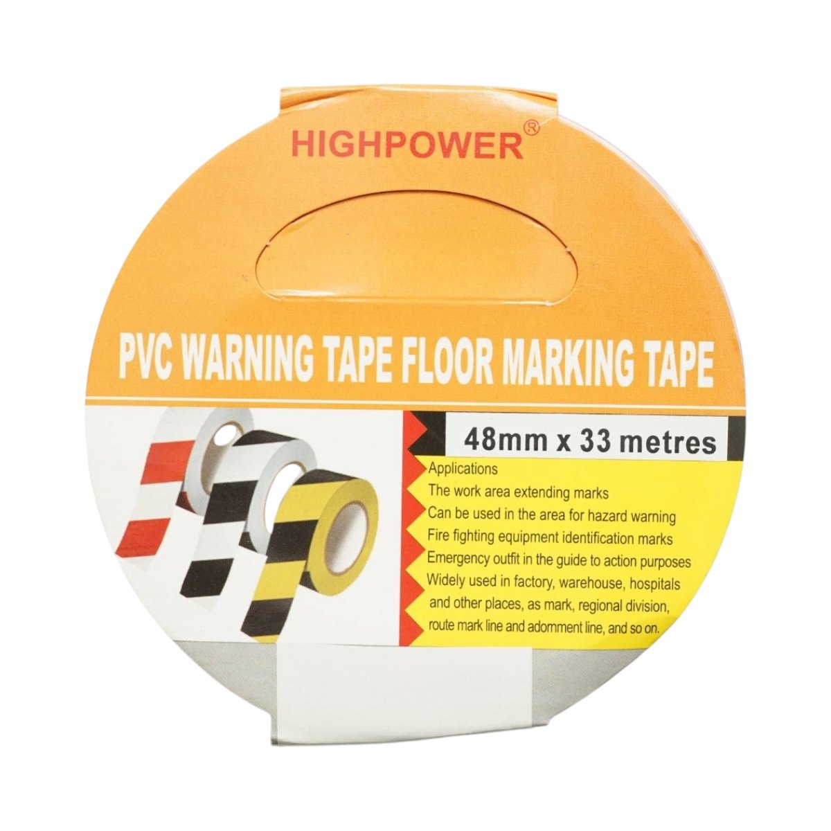 HighPower PVC figyelmeztető és jelölő szalag piros-fehér 48mm x 33m