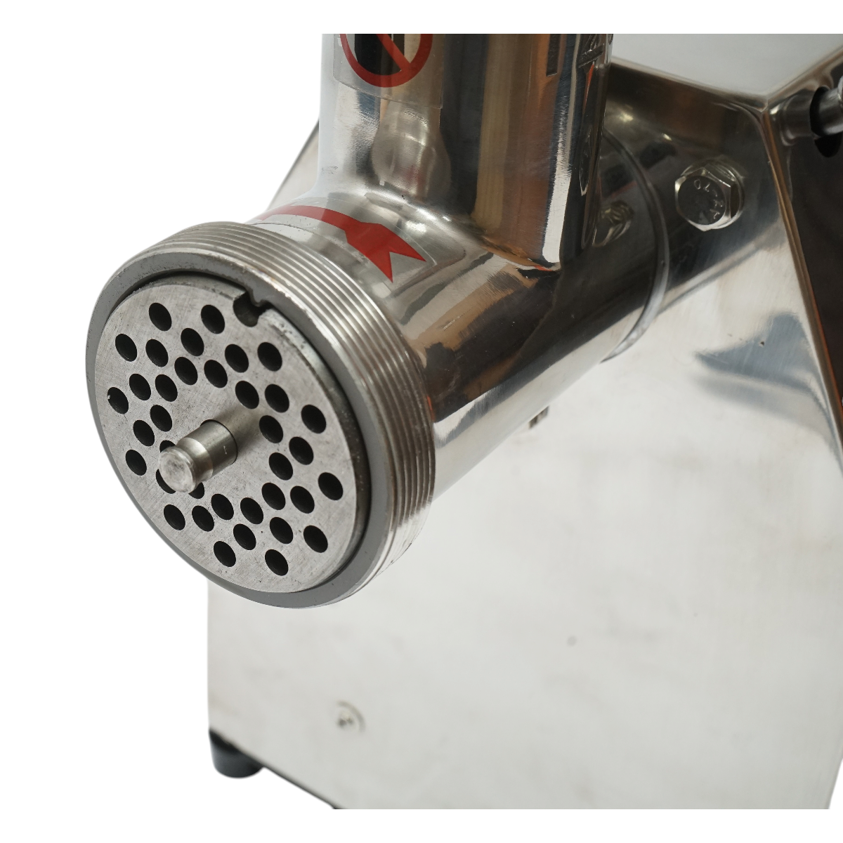 Elektromos húsdaráló rozsdamentes acél 1600W, 220V, 150 kg/h kapacitás, kolbászadapter, 1 szita és 1 kés mellékelve 380x210x415mm