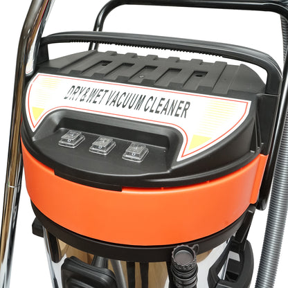 Professzionális ipari nedves/száraz porszívó 3000W, 220W, térfogat 70L rozsdamentes acél test Breckner Germany