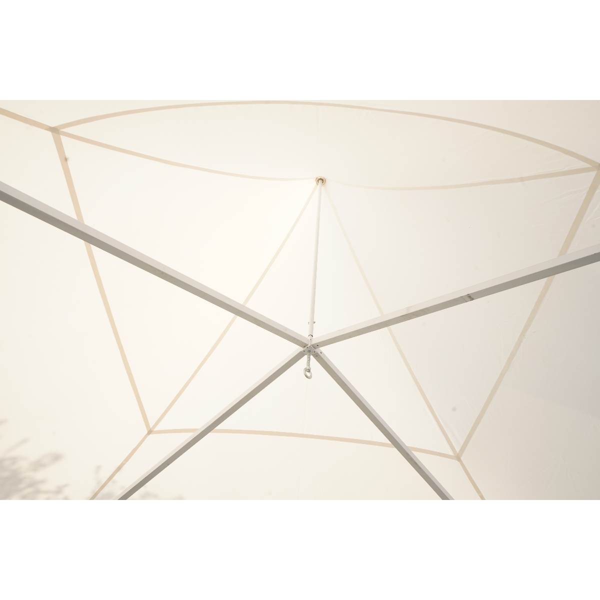 Pagoda típusú eseménysátor pavilon 5x5m, fehér UV-álló vízálló, PVC 750g/m2 tetőzet, acél-alumínium keret 48x48x2.5mm