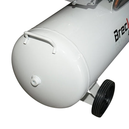 100 literes légkompresszor, 2,2 kW/3 LE V-twin motor, maximális nyomás 8 bar, légbeömlési térfogat 425 l/perc Breckner Germany