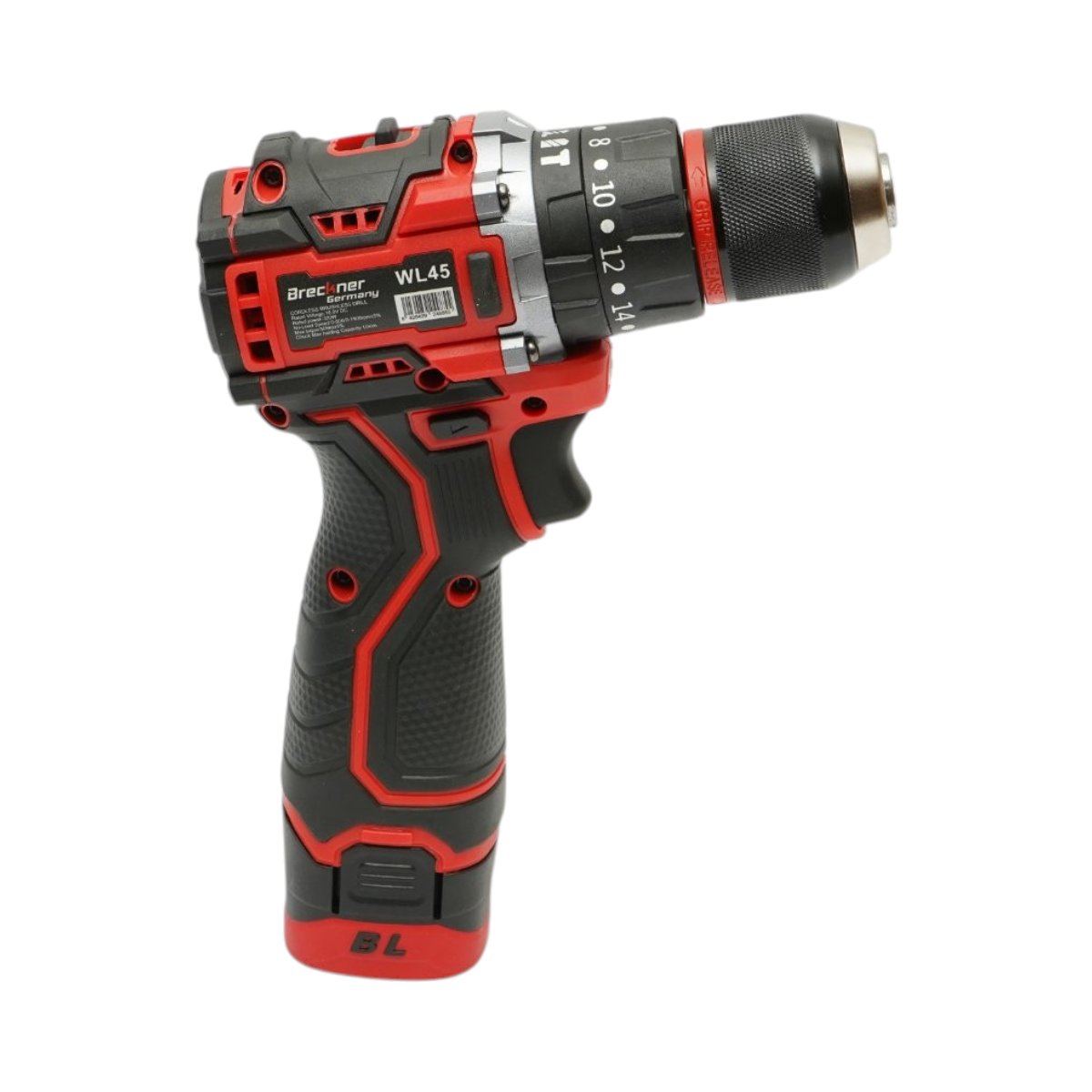 Fúró-csavarbehajtó gép ütőfunkcióval 320W, 2 akkumulátor 16.8V, 1.5Ah Li-ion, LED, brushless, 50Nm, 10mm tokmány, 0-500/1500rpm Breckner Germany