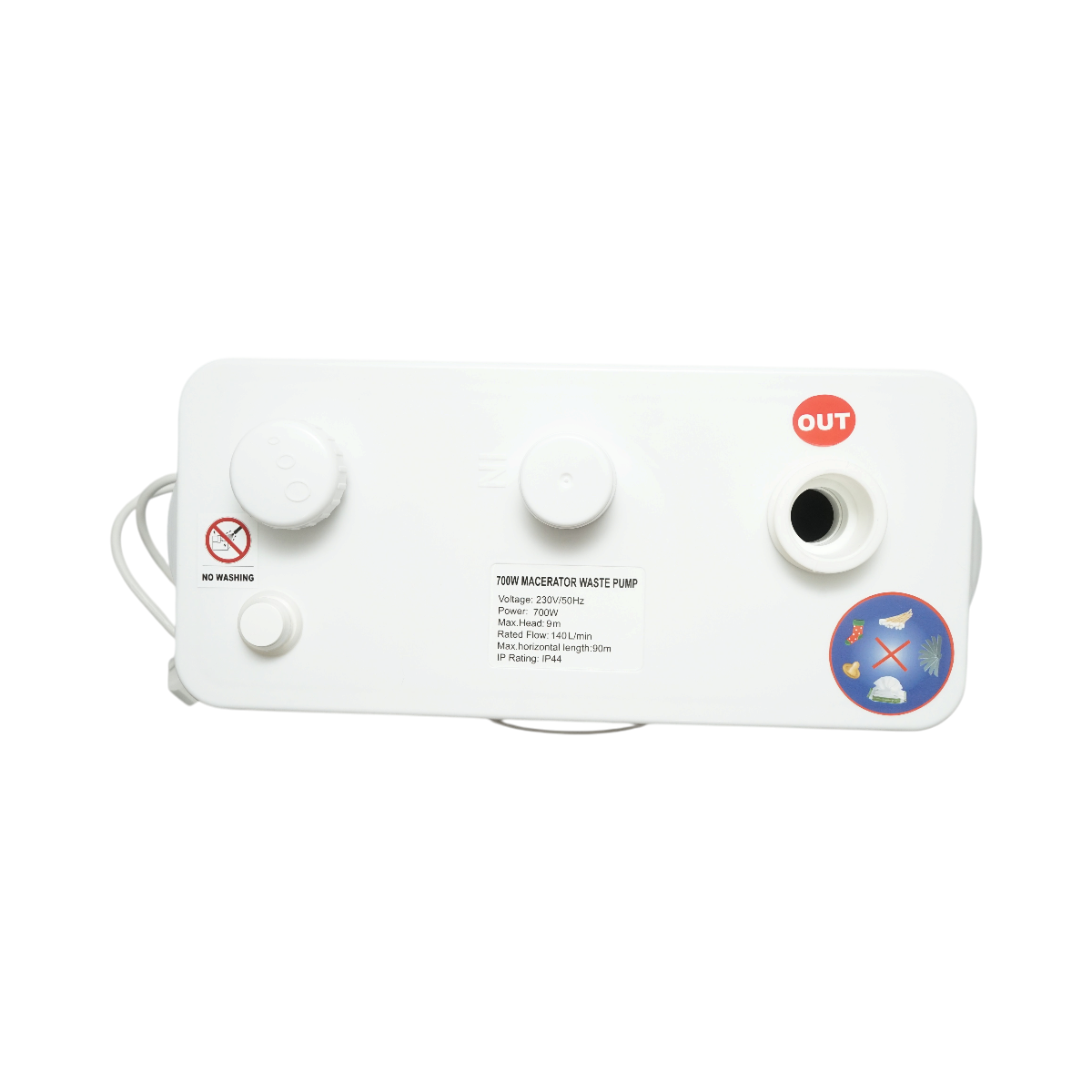 Pompa macerator szennyvíz 700W, 220V, teljesítmény 8400 L/h, emelési magasság 9m, vízszintes 90m IP44