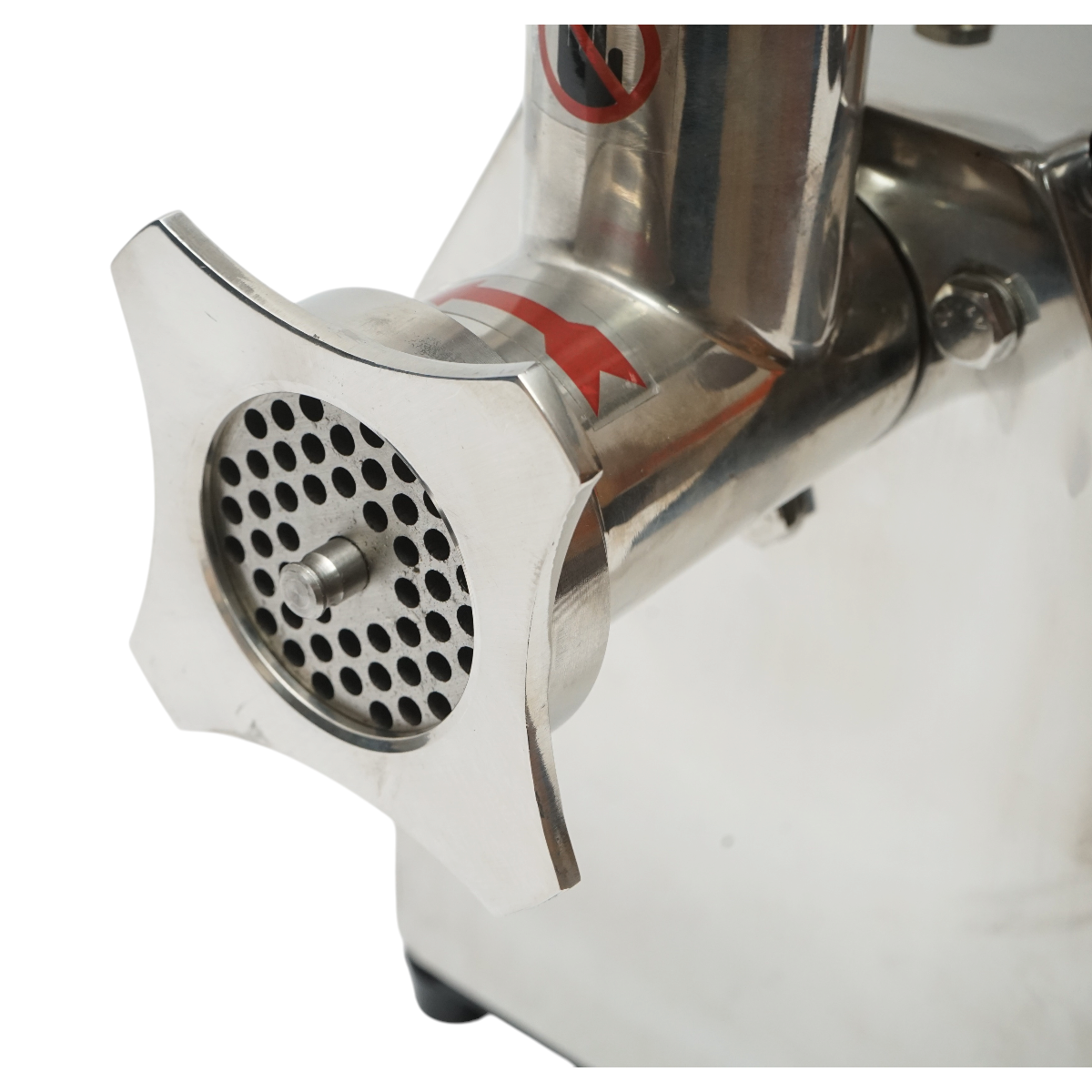 Elektromos húsdaráló rozsdamentes acél + acél 1200W, 220V, 100 kg/h kapacitás, kolbászadapter, 1 szita és 1 kés mellékelve 340x185x365mm