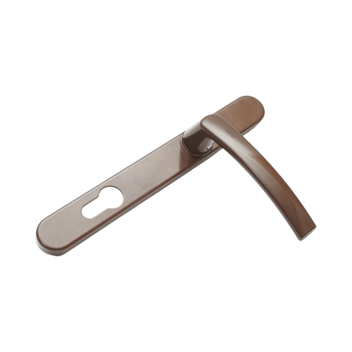 PVC hőszigeteléses ajtókilincs szett barna 28x220mm-es zárbetéttel