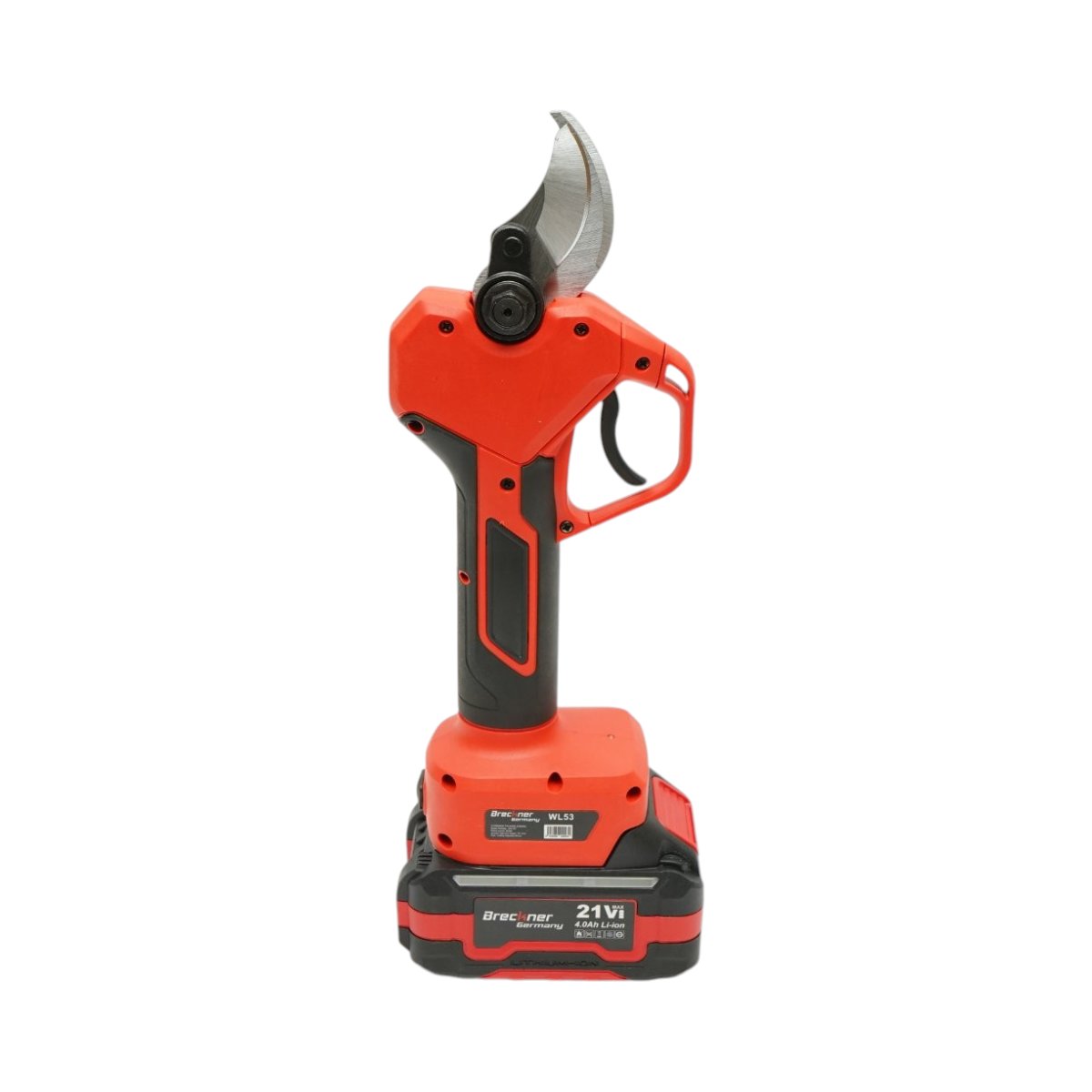 Elektromos metszőolló , kertészeti olló 500W 2 db 21V, 4Ah Li-Ion akkumulátorral, Brushless, digitális kijelző, max vágási átmérő 40mm Breckner Germany