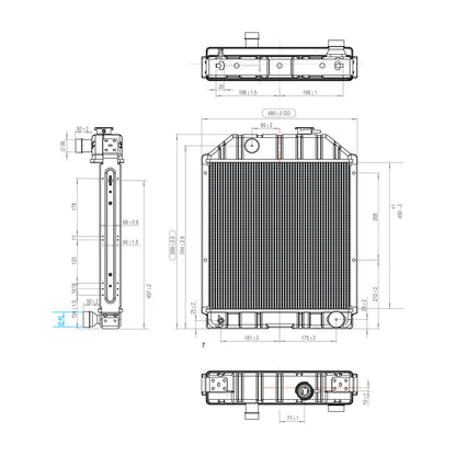 Ford motor vízhűtő radiátor, 4 soros cellás 600x480x65mm OEM kód 81817280, C7NN8005L, D8NN8005PA, C7NN8005E, 4826