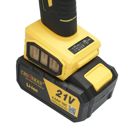 Sarokcsiszoló lítium akkumulátorral 21V/4Ah, kefe nélküli motor, 3 sebességfokozat, tárcsaátmérő 115mm Crownman