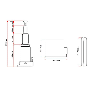 Hidraulikus dupla dugattyús emelő 4 tonna 155mm