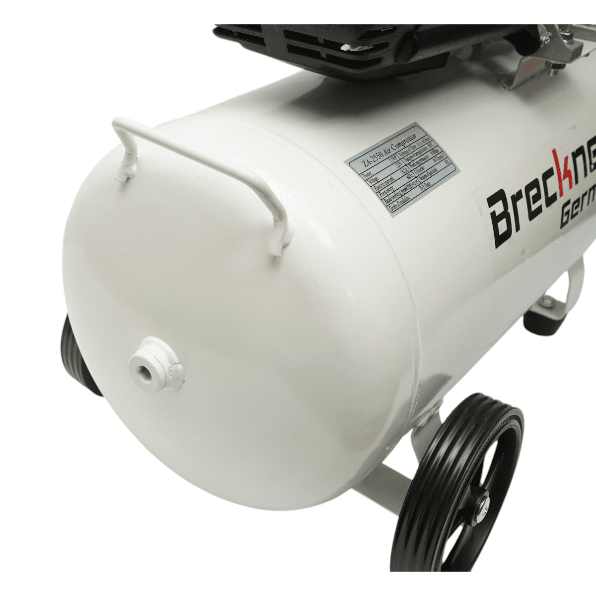 50 literes légkompresszor, motor teljesítménye 1,9 kW/2,5 LE, maximális nyomás 8 bar, levegőbeömlési térfogat 185 l/perc Breckner Germany