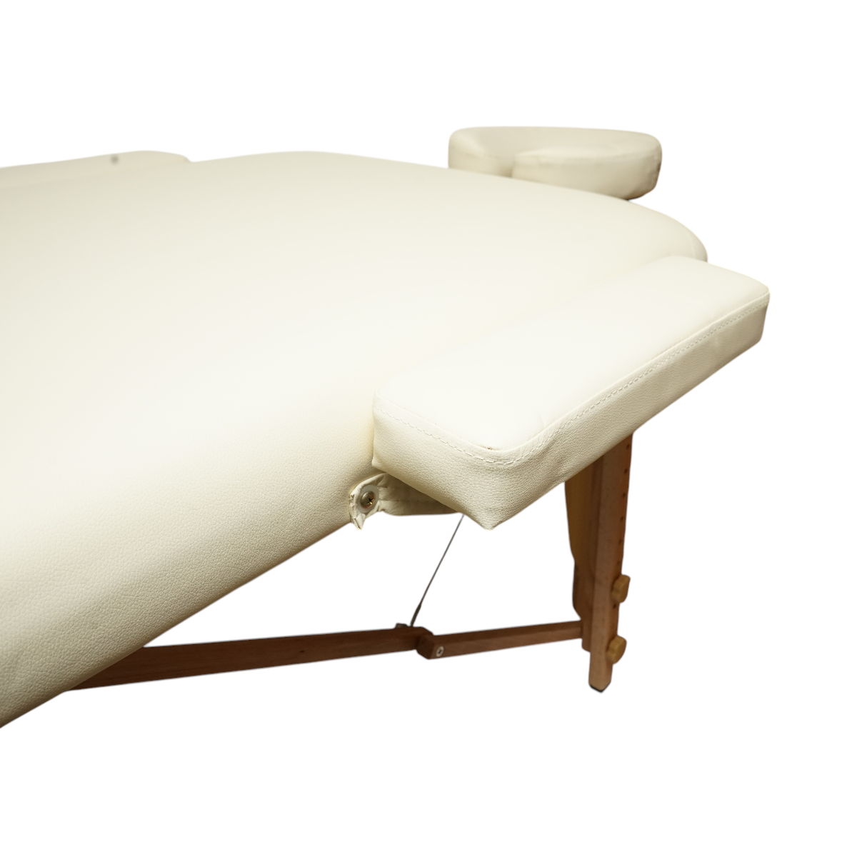Összecsukható hordozható masszázságy 3 zónás, fa váz, 5cm hab, magasság 55-76cm, krém ökológiai bőr 60x213cm THOR
